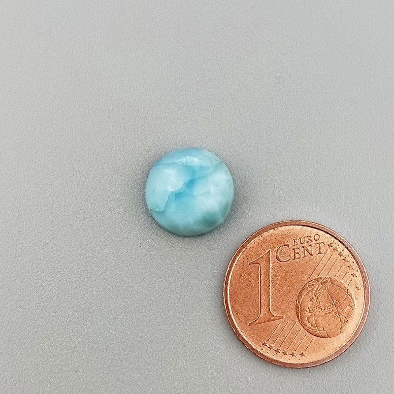 Larimar Naturale Forma Tondo Piatto Cabochon Liscio Fatto a Mano 10mm 1pz