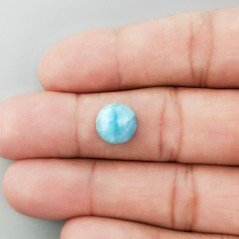 Larimar Naturale Forma Tondo Piatto Cabochon Liscio Fatto a Mano 10mm 1pz