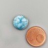 Larimar Naturale Forma Tondo Piatto Cabochon Liscio Fatto a Mano 12mm 1pz