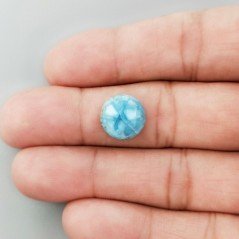 Larimar Naturale Forma Tondo Piatto Cabochon Liscio Fatto a Mano 12mm  1pz