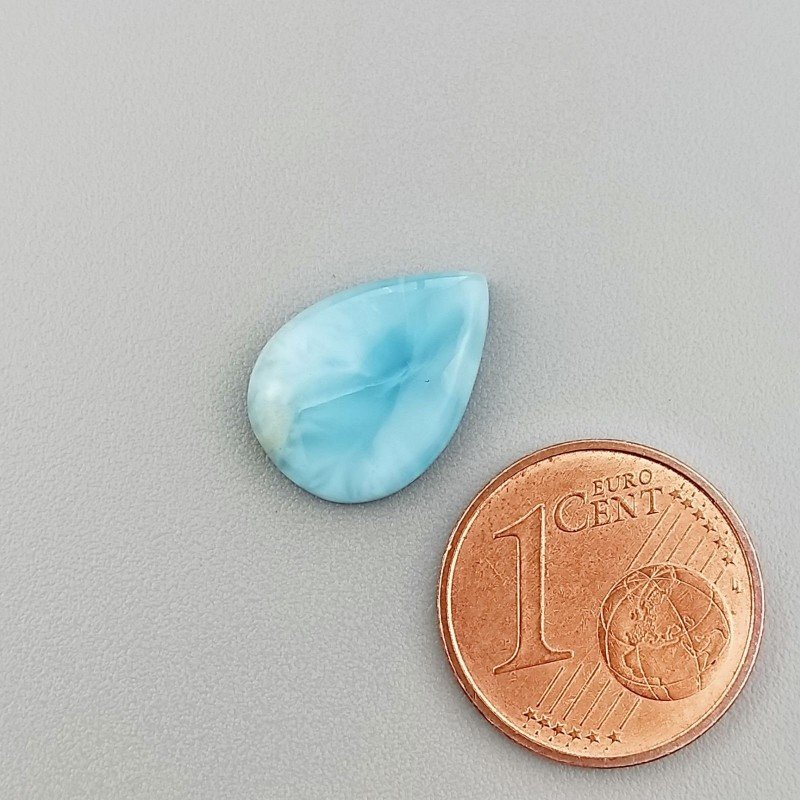 Larimar Naturale Forma Goccia Piatto Cabochon Liscio Fatto a Mano14X10X3mm 3,85 Carati 1pz