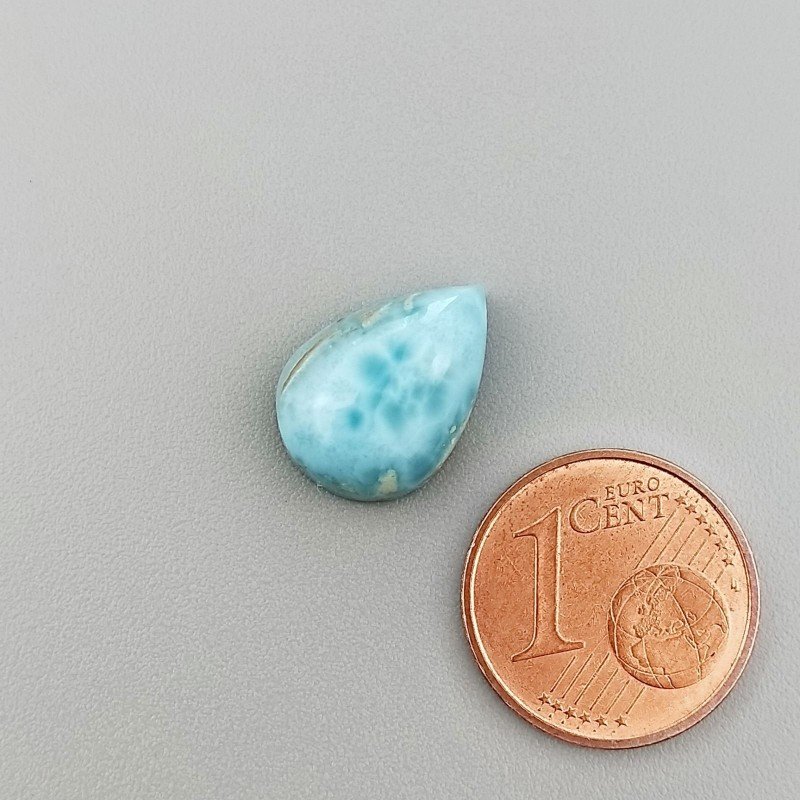Larimar Naturale Forma Goccia Piatto Cabochon Liscio Fatto a Mano 14X10X5mm 5,90 Carati 1pz