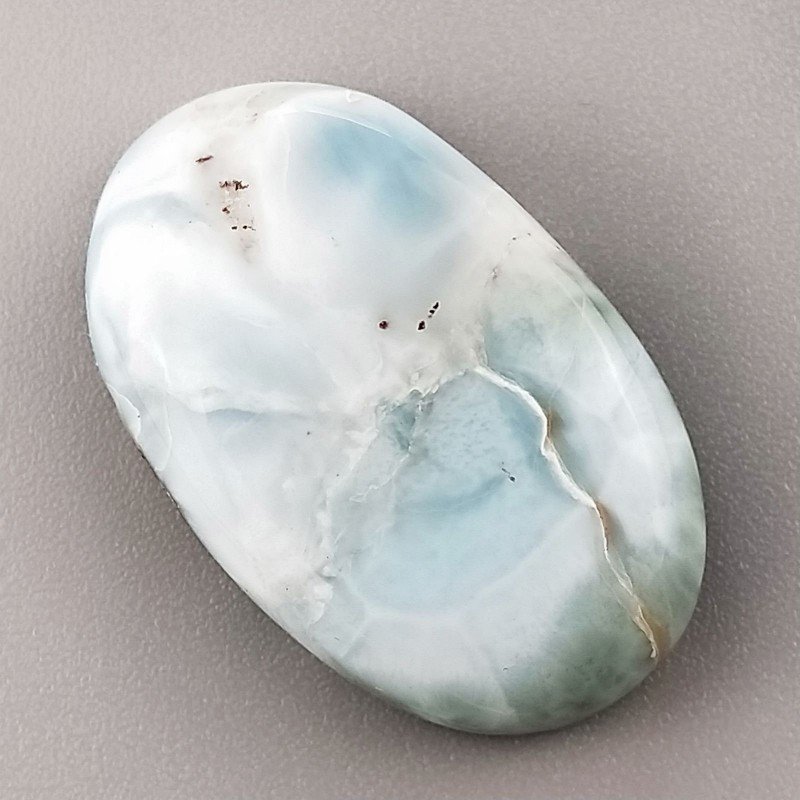 Larimar Grezzo Naturale Forma Ovale Piatto Cabochon Liscio Fatto a Mano 28X17mm 6,65gm 1pz