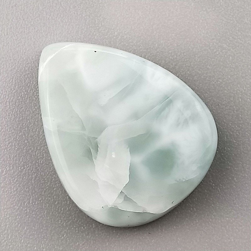 Larimar Grezzo Naturale Forma Goccia Piatto Cabochon Liscio Fatto a Mano 21X17mm 4,25gm 1pz