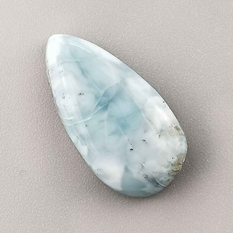Larimar Grezzo Naturale Forma Goccia Piatto Cabochon Liscio Fatto a Mano 24X12mm 3,44gm 1pz