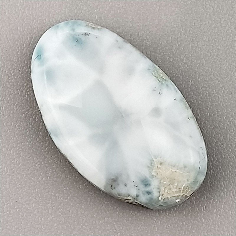 Larimar Grezzo Naturale Forma Ovale Piatto Cabochon Liscio Fatto a Mano 19X11mm 1,80gm 1pz