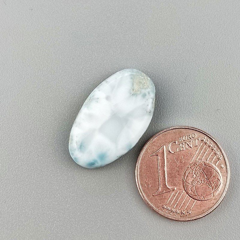 Cabochon di Larimar Grezzo Naturale Ovale, Piatto e Liscio, 19x11 mm, 1,80 g, Fatto a Mano
