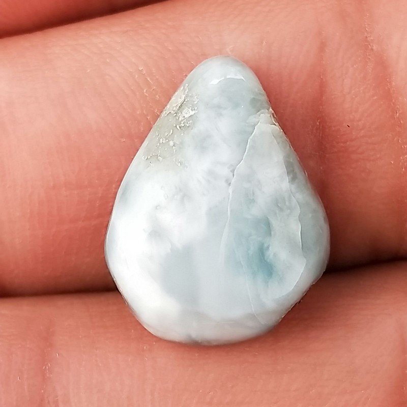 Larimar Grezzo Naturale Forma Goccia Piatto Cabochon Liscio Fatto a Mano 19X10mm 1,78GM Larimar Grezzo Naturale Forma Goccia Piatto Cabochon Liscio Fatto a Mano 19X10mm 1,78GM