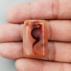 Corniola Striata Naturale Forma Rettangolare Piatto Cabochon Liscio Fatto a Mano 29X19X10mm 58,00 Carati 1pz