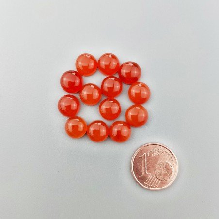 Corniola Naturale Forma Tondo Piatto Cabochon Liscio Fatto a Mano 8mm 1pz