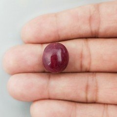 Giada Rubino Forma Ovale Piatto Cabochon Liscio Fatto a Mano 16X14X8-9mm 14,50+ Carati 1pz