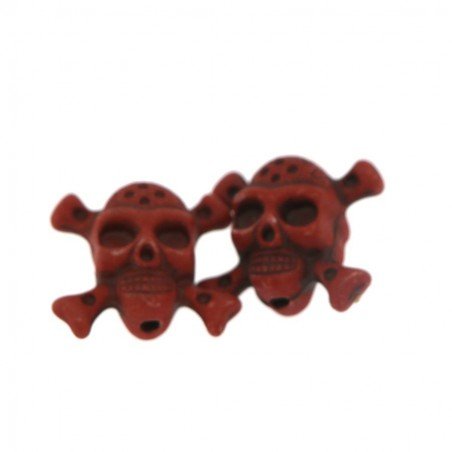 Aulite rosso forma teschio con ossa 22mm 1pz