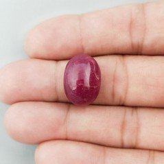 Giada Rubino Forma Ovale Piatto Cabochon Liscio Fatto a Mano 18X13X9mm 17,30 Carati 1pz