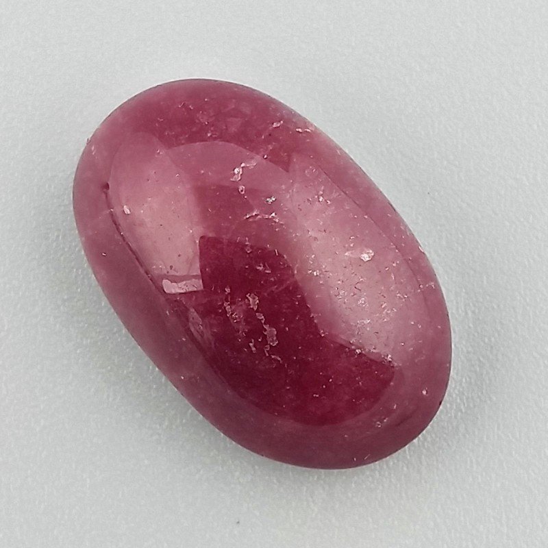 Giada Rubino Forma Ovale Piatto Cabochon Liscio Fatto a Mano 21X13X8mm 18 Carati 1pz