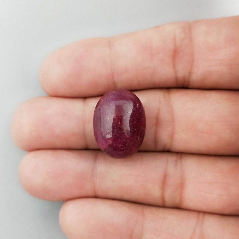 Giada Rubino Forma Ovale Piatto Cabochon Liscio Fatto a Mano 19X14X9mm 19 Carati 1pz