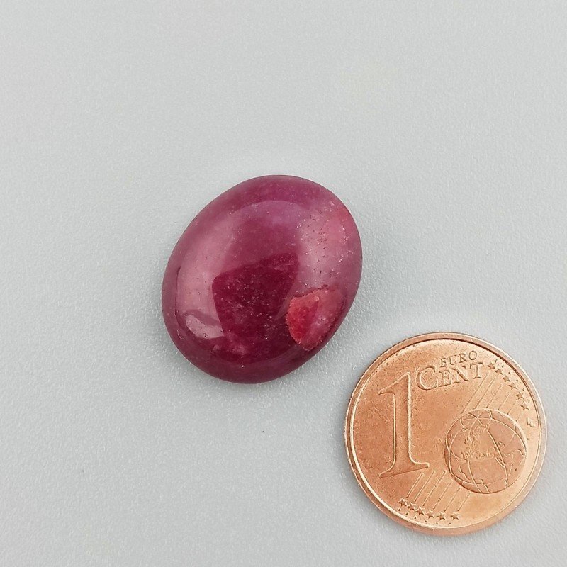 Giada Rubino Forma Ovale Piatto Cabochon Liscio Fatto a Mano 18X15X6mm 12,80 Carati 1pz