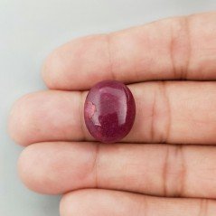 Giada Rubino Forma Ovale Piatto Cabochon Liscio Fatto a Mano 18X15X6mm 12,80 Carati 1pz