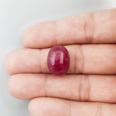 Giada Rubino Forma Ovale Piatto Cabochon Liscio Fatto a Mano 17X13X10mm 18,40 Carati 1pz