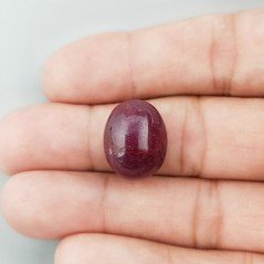 Giada Rubino Forma Ovale Piatto Cabochon Liscio Fatto a Mano 17X13X9mm 17,20 Carati 1pz