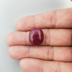 Giada Rubino Forma Ovale Piatto Cabochon Liscio Fatto a Mano 18X15X7mm 16,60 Carati 1pz