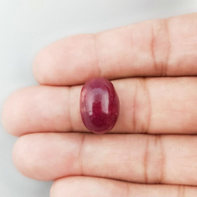Giada Rubino Forma Ovale Piatto Cabochon Liscio Fatto a Mano 17X12X9mm 15,75 Carati 1pz