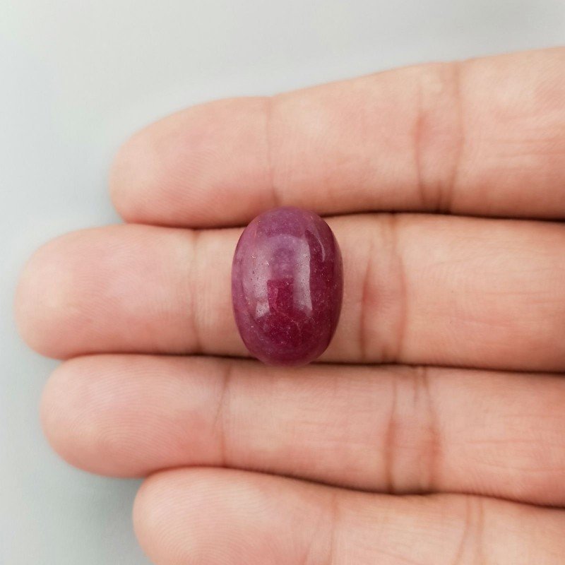 Giada Rubino Forma Ovale Piatto Cabochon Liscio Fatto a Mano 19X13X10mm 19,75 Carati 1pz
