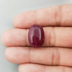 Giada Rubino Forma Ovale Piatto Cabochon Liscio Fatto a Mano 20X14X7mm 17,40 Carati 1pz