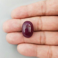 Giada Rubino Forma Ovale Piatto Cabochon Liscio Fatto a Mano 19X14X7mm 16,65 Carati 1pz