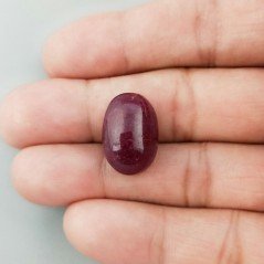 Giada Rubino Forma Ovale Piatto Cabochon Liscio Fatto a Mano 19X13X9mm 19,20 Carati 1pz