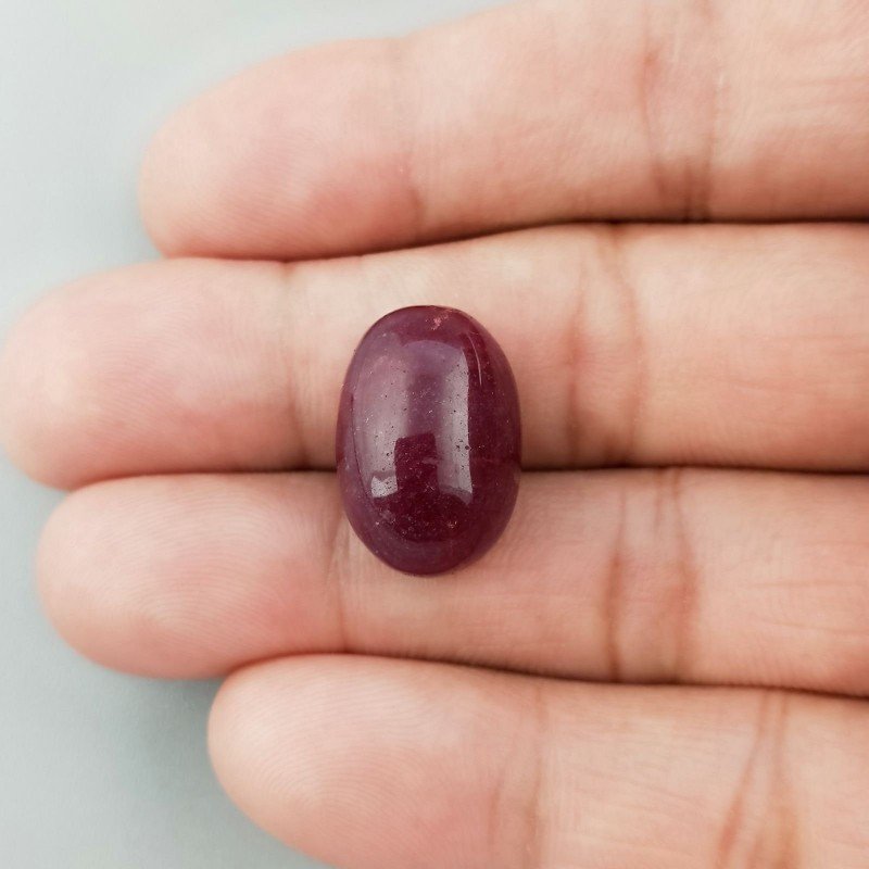 Giada Rubino Forma Ovale Piatto Cabochon Liscio Fatto a Mano 19X13X9mm 19,20 Carati 1pz