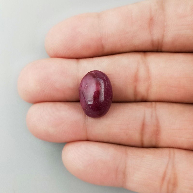 Giada Rubino Forma Ovale Piatto Cabochon Liscio Fatto a Mano 17X12X6mm 10 Carati 1pz