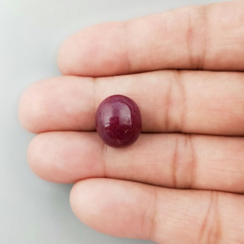 Giada Rubino Forma Ovale Piatto Cabochon Liscio Fatto a Mano 15X13X9mm 13,55 Carati 1pz