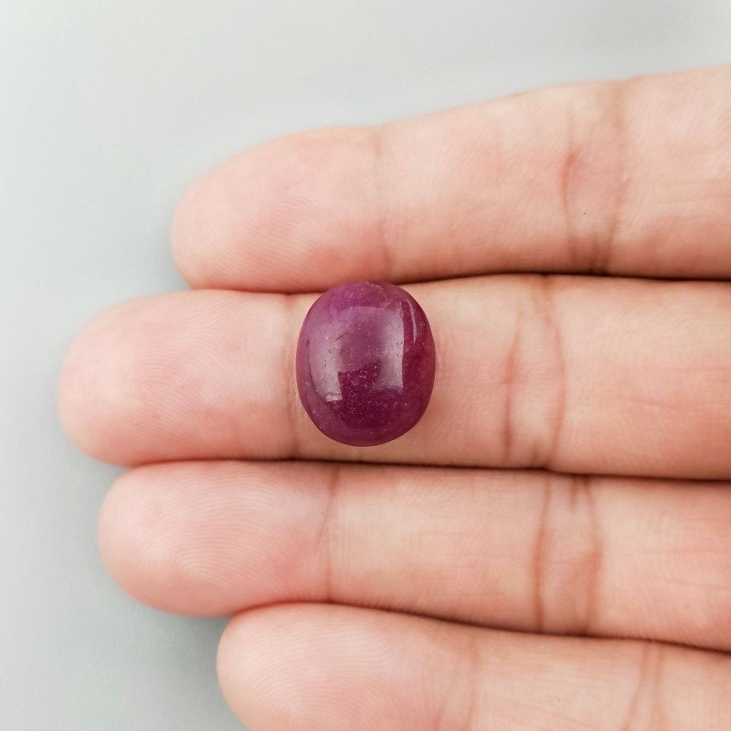 Giada Rubino Forma Ovale Piatto Cabochon Liscio Fatto a Mano 15X13X5mm 8,75 Carati 1pz