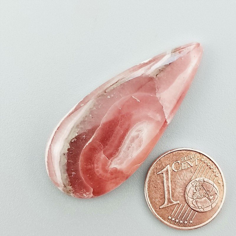 Cabochon di Rodocrosite Naturale Goccia, Piatto e Liscio, 40x18 mm, 9,54 g, Fatto a Mano