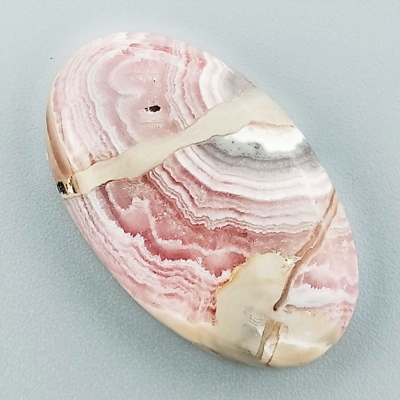 Rodocrosite Naturale Forma Ovale Piatto Cabochon Liscio Fatto a Mano31X19mm 10.39gm 1pz
