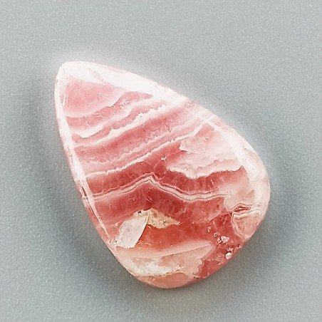 Rodocrosite Naturale Forma Goccia Piatto Cabochon Liscio Fatto a Mano22X15mm 3.26gm 1pz