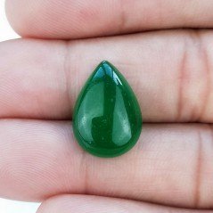 Giada Verde Naturale Forma Goccia Piatto Cabochon Liscio Fatto a Mano 18X13X5-6mm 10,00 Carati 1pz