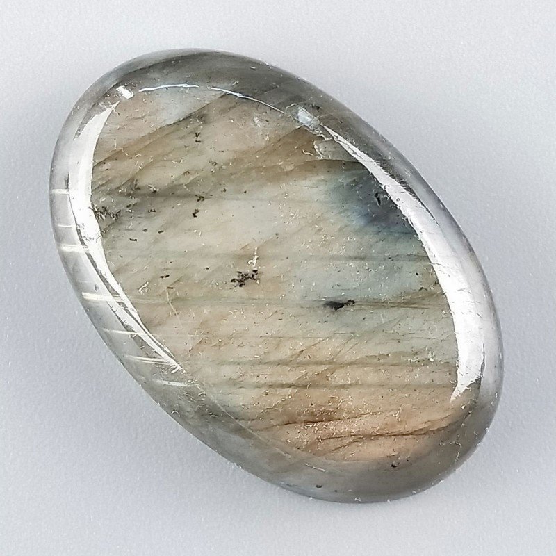 Labradorite Naturale Forma Ovale Piatto Cabochon Liscio Fatto a Mano 36X24mm 12,43gm 1pz