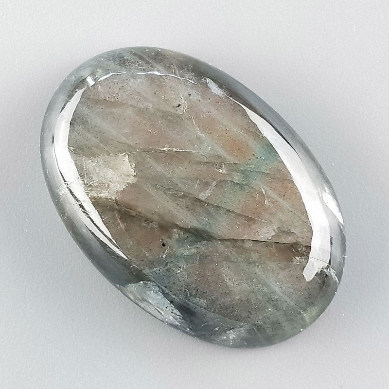 Labradorite Naturale Forma Ovale Piatto Cabochon Liscio Fatto a Mano 39X26mm 15,43gm 1pz