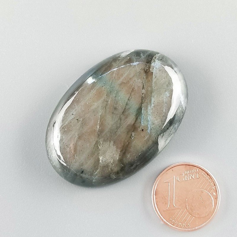Cabochon di Labradorite Naturale Ovale, Piatto e Liscio, 39x26 mm, 15,43 g, Fatto a Mano