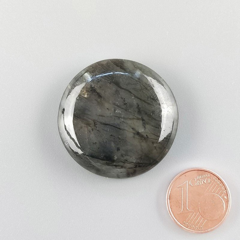 Labradorite Naturale Forma Tondo Piatto Cabochon Liscio Fatto a Mano 30mm 11,90gm 1pz