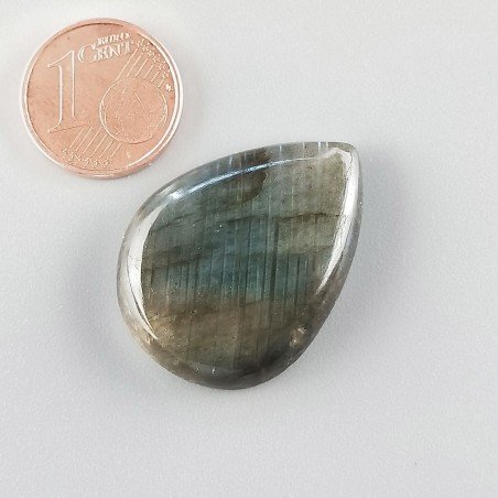 Labradorite Naturale Forma Goccia Piatto Cabochon Liscio Fatto a Mano 19X12mm 5,82gm 1pz