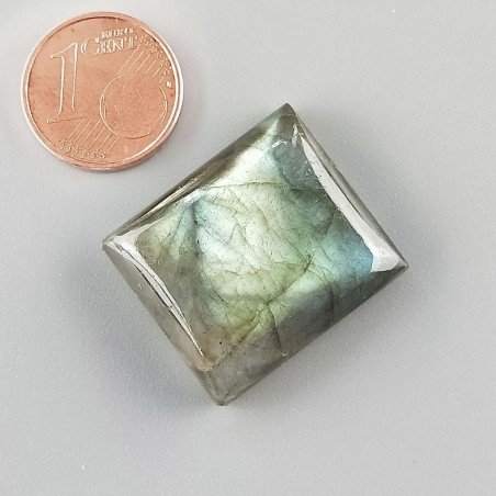 Labradorite Naturale Forma Rettangolare Piatto Cabochon Liscio Fatto a Mano 23X20mm 7,04gm 1pz