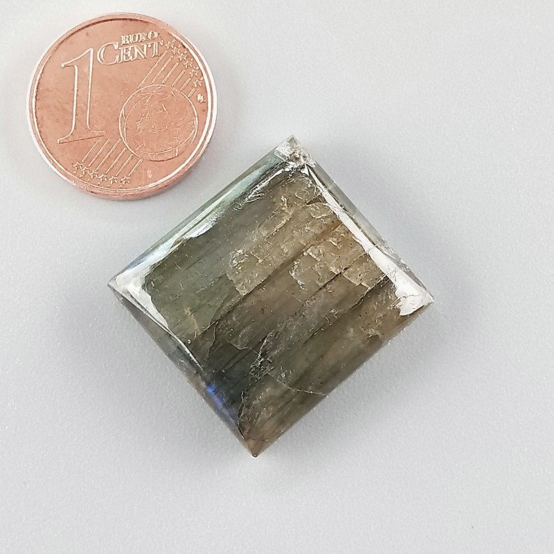 Cabochon di Labradorite Naturale Quadrato, Piatto e Liscio, 20x20 mm, 5,07 g, Fatto a Mano