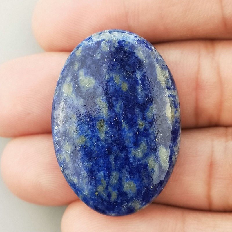 Lapis Lazuli Naturale Forma Ovale Piatto Cabochon Liscio Fatto a Mano 35X25X6mm 10,77gm 1pz