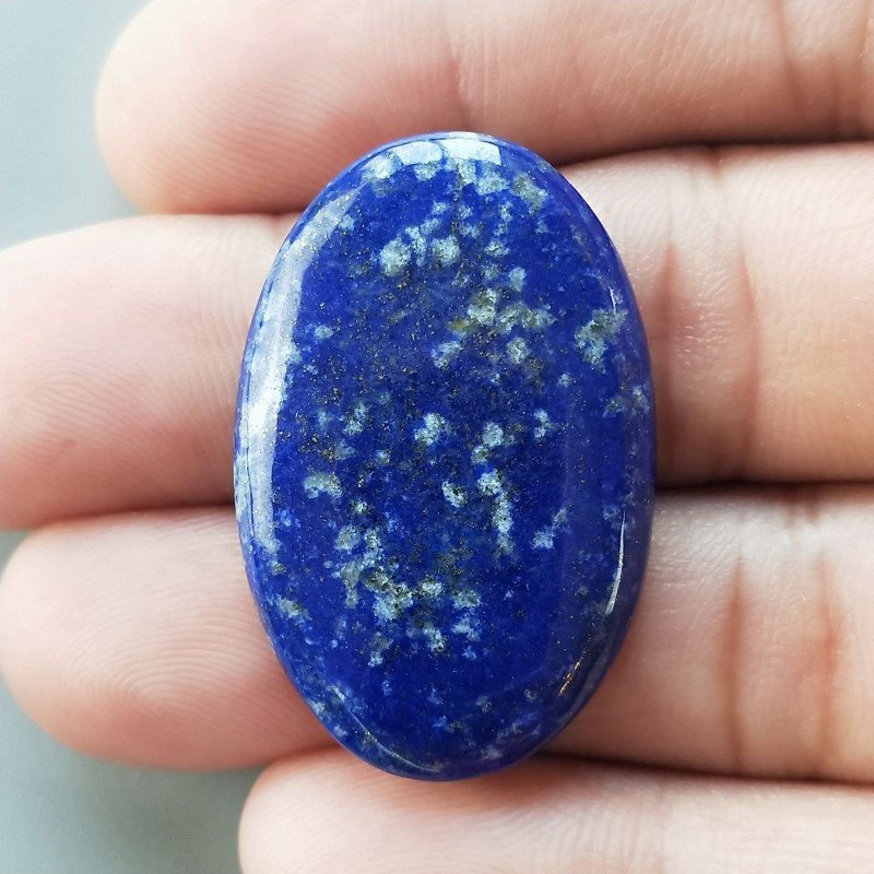 Lapis Lazuli Naturale Forma Ovale Piatto Cabochon Liscio Fatto a Mano 35X23X4mm 7,30gm 1pz