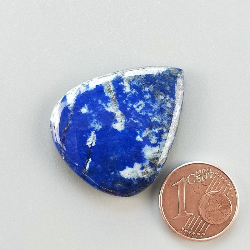 Lapis Lazuli Naturale Forma Goccia Piatto Cabochon Liscio Fatto a Mano 30X25X5mm 7,55gm 1pz
