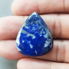 Lapis Lazuli Naturale Forma Goccia Piatto Cabochon Liscio Fatto a Mano 30X25X5mm 7,55gm 1pz