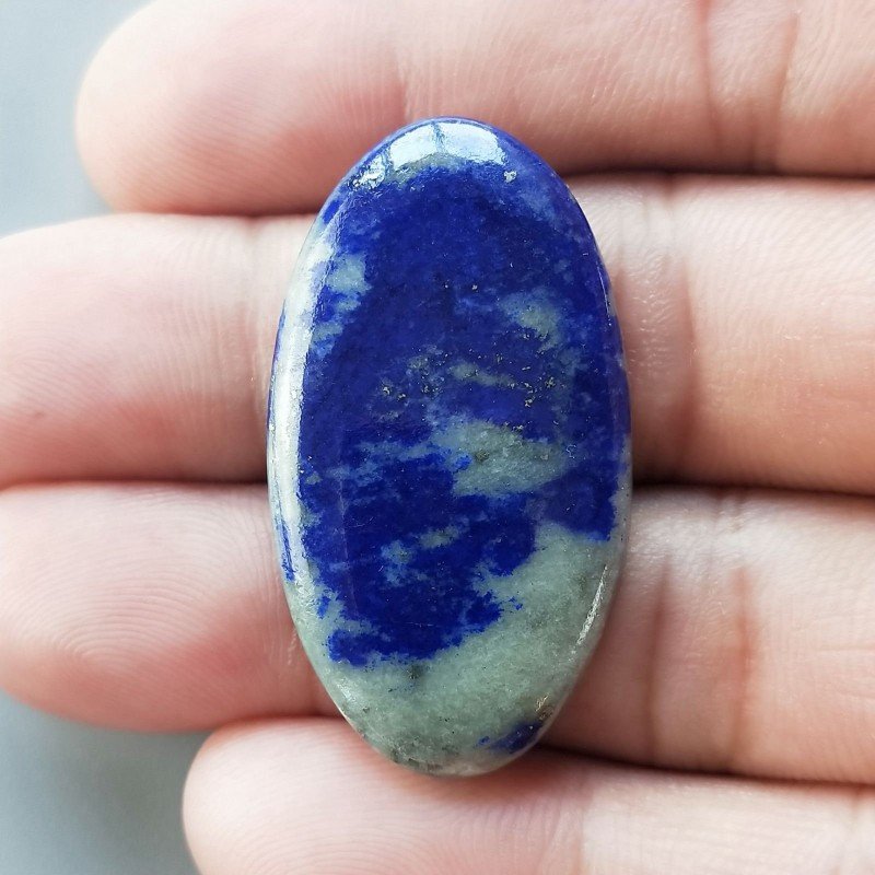 Lapis Lazuli Naturale Forma Ovale Piatto Cabochon Liscio Fatto a Mano 38X21X4mm 7,20gm 1pz