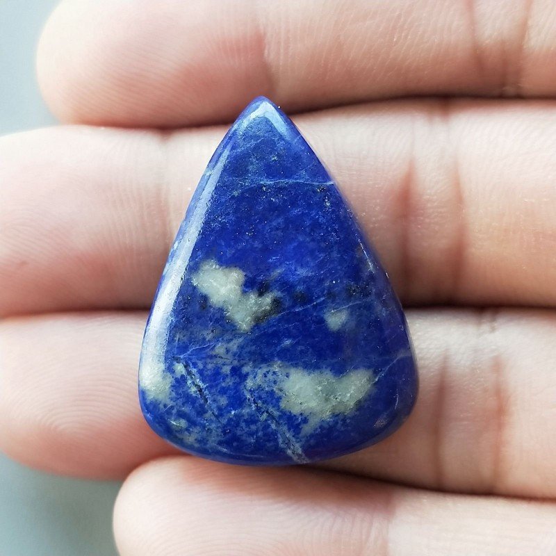 Lapis Lazuli Naturale Forma Goccia Piatto Cabochon Liscio Fatto a Mano 30X23X6mm 8,05gm 1pz